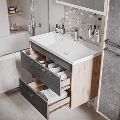 Grossman Мебель для ванной Реал 80 подвесная бетон Арья/веллингтон – фотография-6